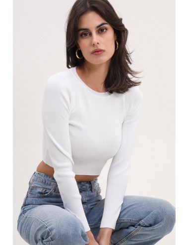1513 CROP TOP MANCHES LONGUES COL ROND 