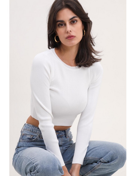 1513 CROP TOP MANCHES LONGUES COL ROND 