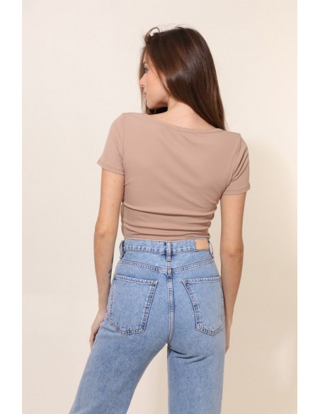1642 CROP TOP MANCHES COURTES