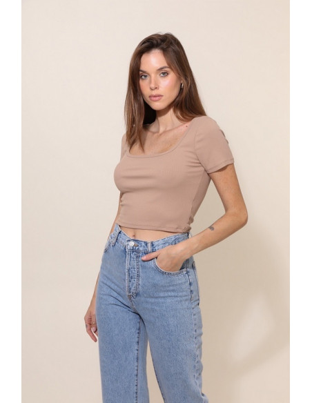 1642 CROP TOP MANCHES COURTES